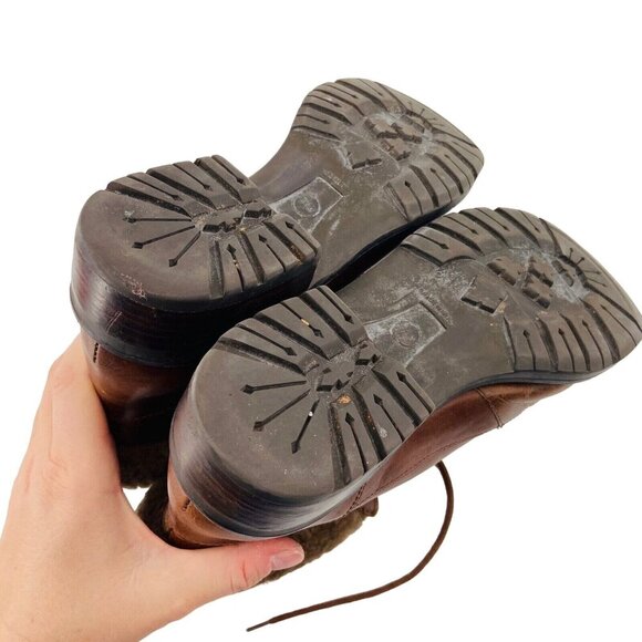 Liz Claiborne Lace Up Boots Wool Lined Brown Leather 7.5 Tyrolian - Picture 7 of 7